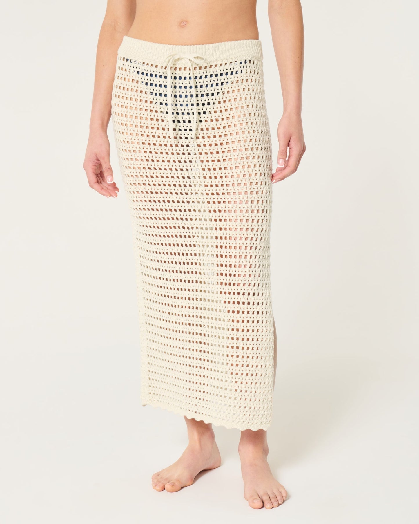 Women's Natural Crochet-style Cover Up Maxi Skirt