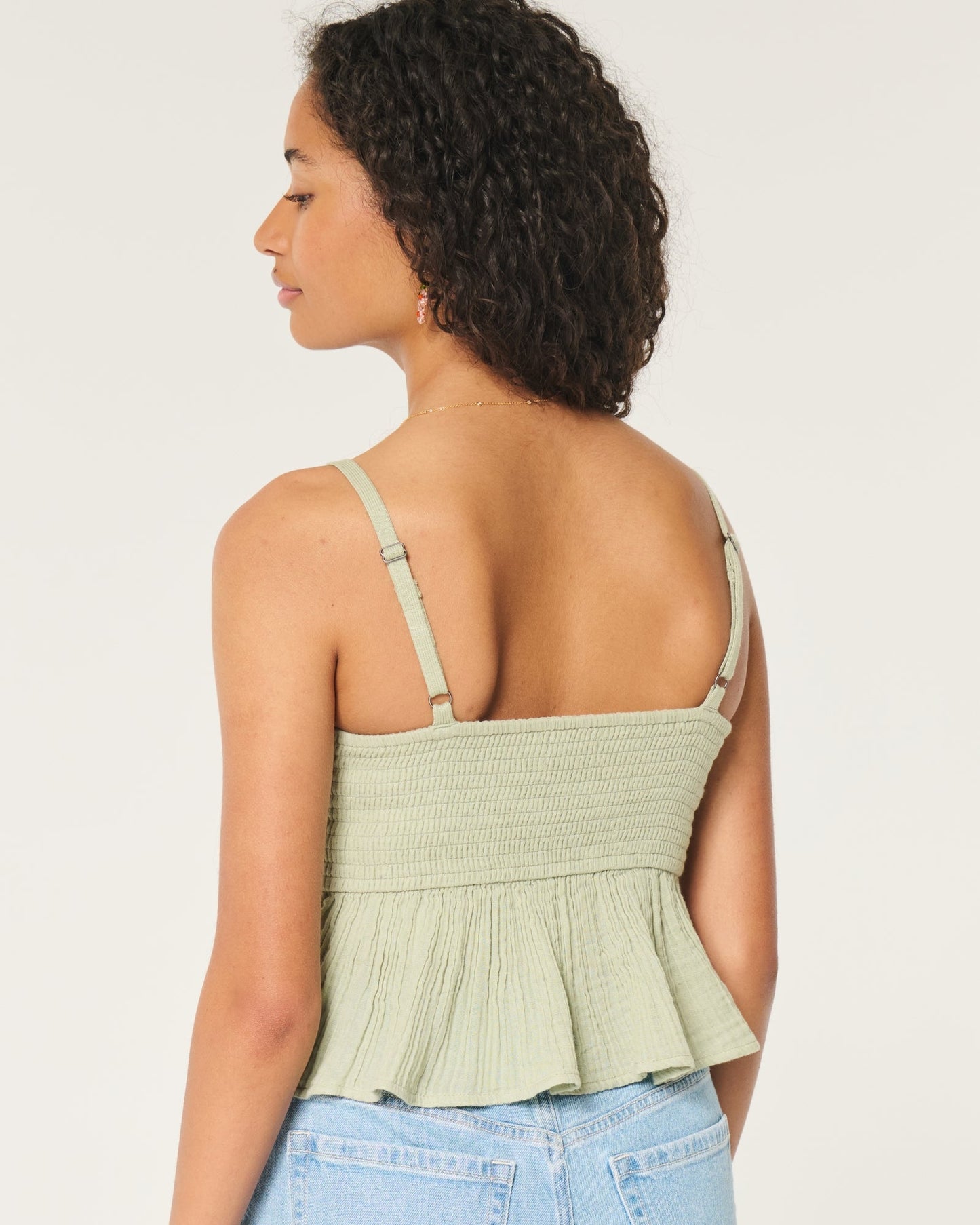 V-Neck Crochet Peplum Top