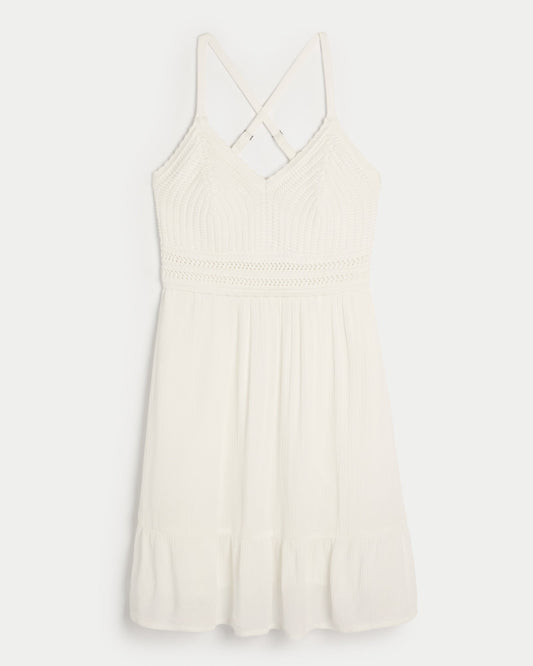 Crochet-Inspired Mini Dress