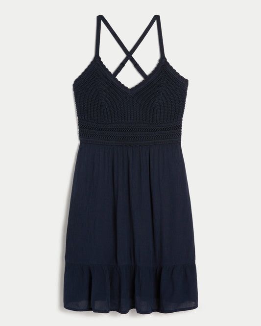 Crochet-Inspired Mini Dress